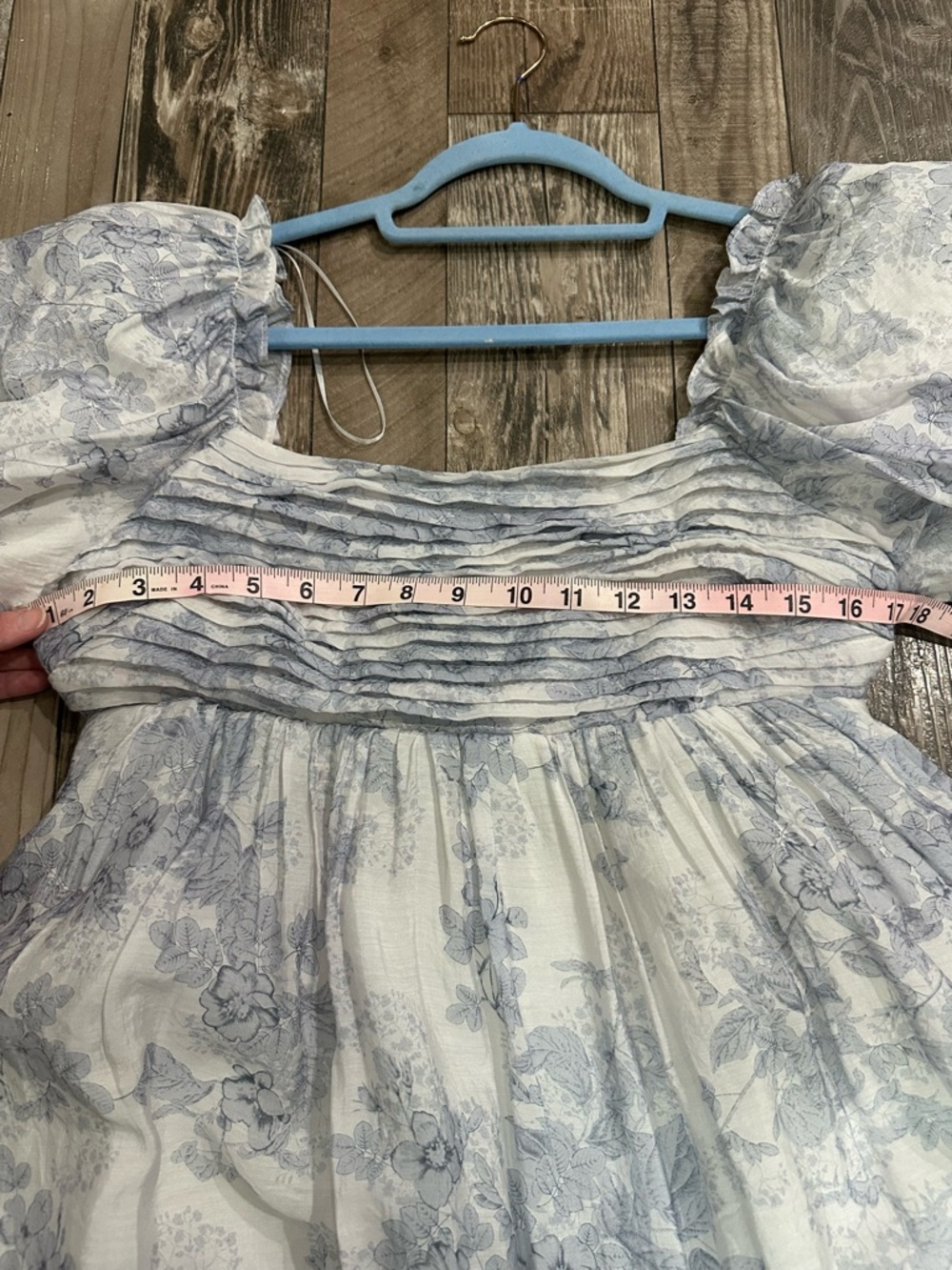 Worth Collective Melody Maxi Dress Blue Floral Puff Sleeve Tie Back Size L - Picture 10 of 15